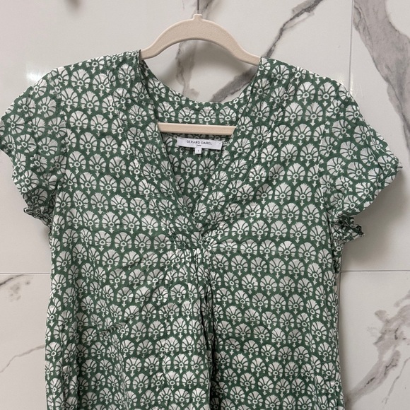 Gerard Darel Green Patterned Dress w Pockets - Picture 3 of 6